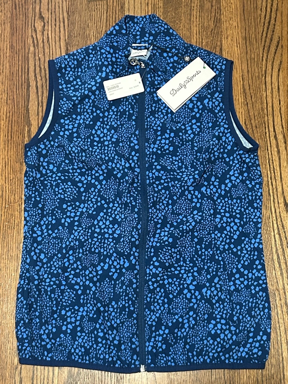 NWT Daily Sports Blue Print Zip Golf Wind Vest Size S